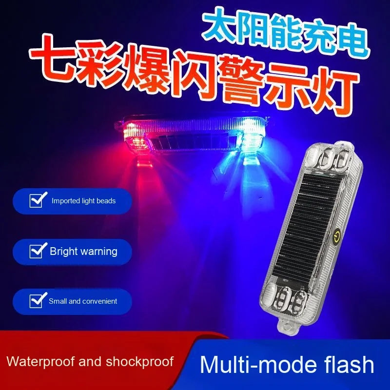 Baic 12V Solar Anti-Rear Collision Light Car Motorcycle Tram Warning Colorful Strobe LED Decorative Light Retrofitting