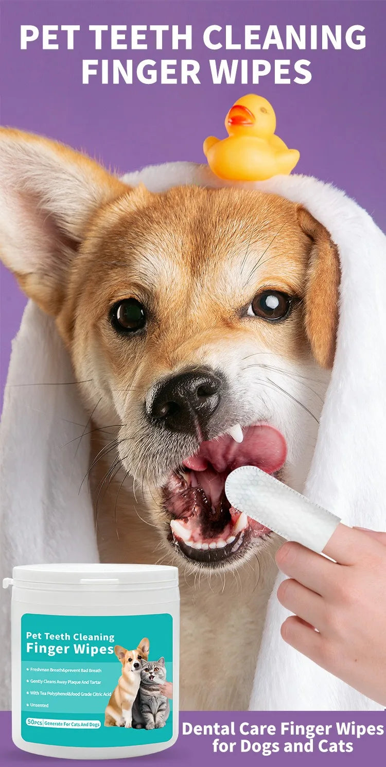 Pet cleaning products Disposable finger toothbrush Pet teeth cleaning finger covers wet wipes  Dog and cat oral cleaning