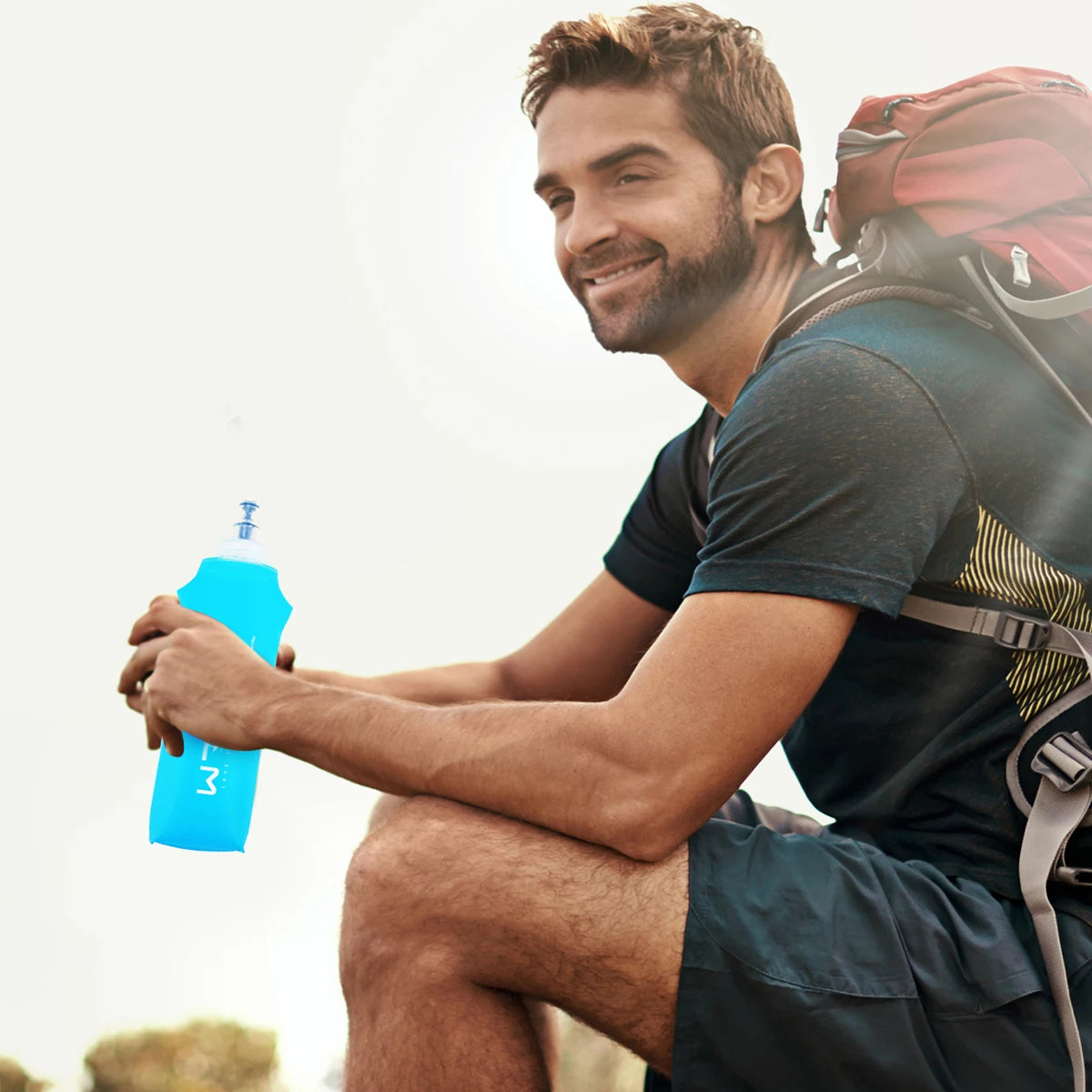 1pc150ml/250ml/500ml Outdoor Collapsible Silicone Bite Size Water Bottle Running Camping Hiking Travel Convenient Water Bottle