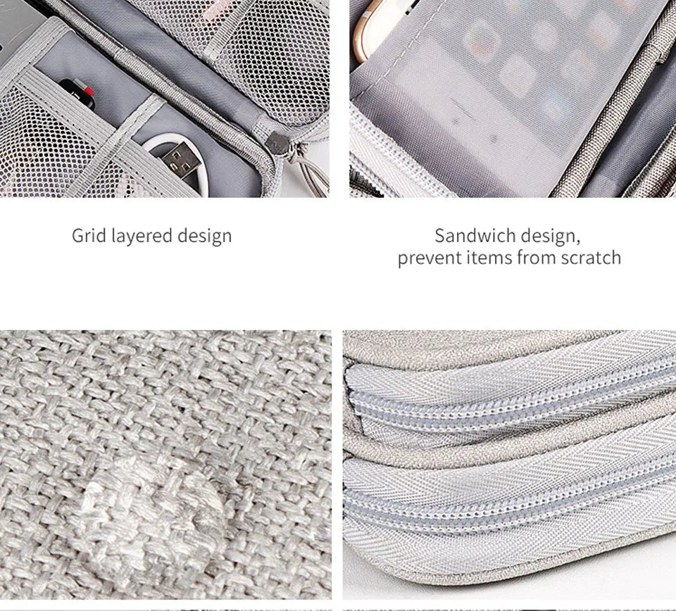 Data Cable Storage Bag Waterproof Portable Carry Case  Storage Bag Travel Organizer Bag for Cable Cord USB Charger