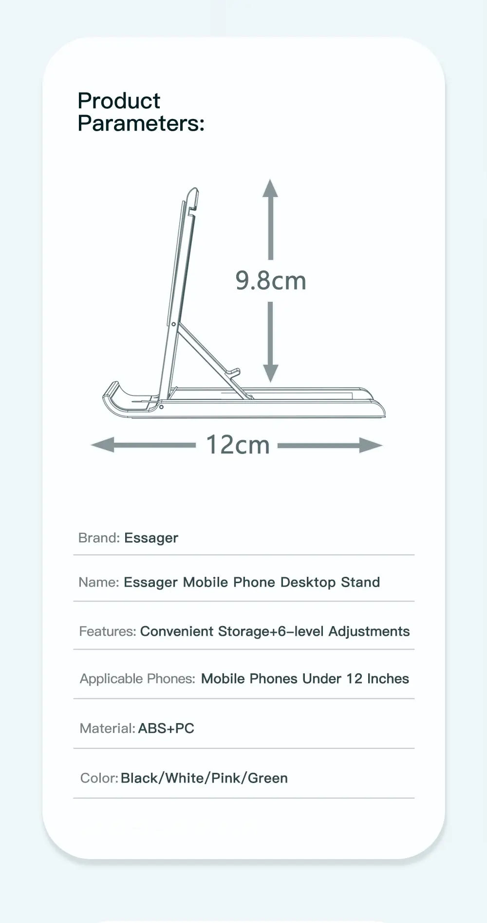 Essager Portable Desktop Holder Foldable Mini Moblie Phone Stand For iPhone 13 Pro Max iPad Xiaomi Desk Bracket Portable Stand