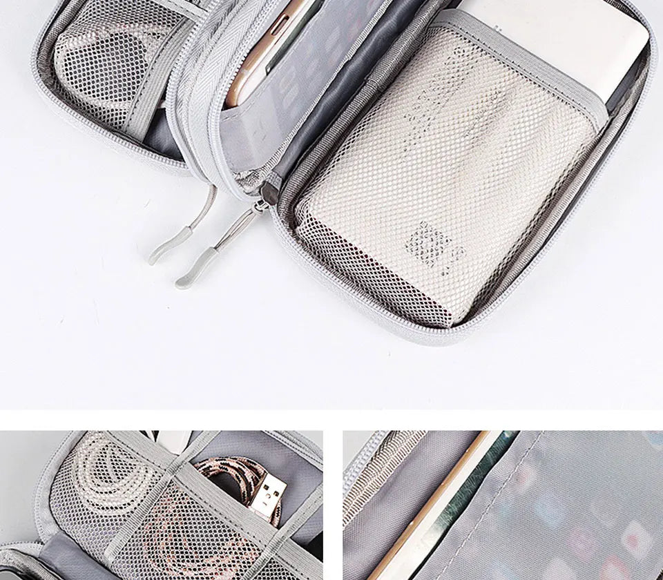 Data Cable Storage Bag Waterproof Portable Carry Case  Storage Bag Travel Organizer Bag for Cable Cord USB Charger