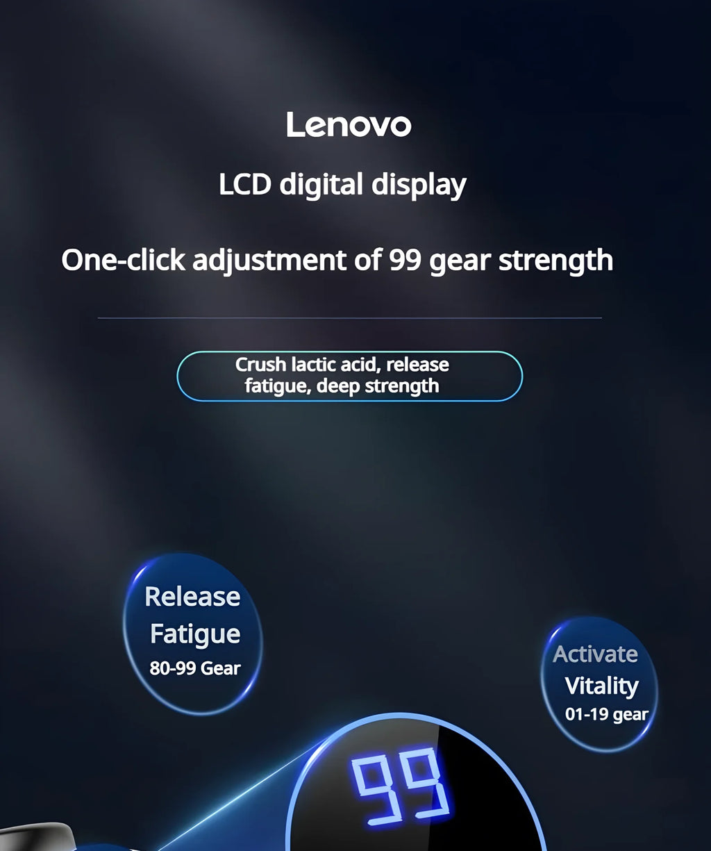 Lenovo Brand Fascia Gun Deeply Relieves Muscle Soreness Fitness and Relaxation Equipment LED Touch Screen 8Massage Head Gifts