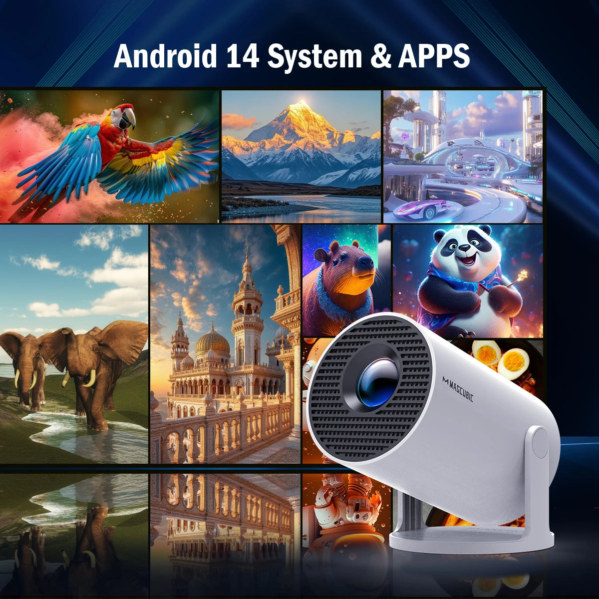Magcubic Projector HY300 Pro 8K Android 14 Dual Wifi6 290ANSI Allwinner H726 BT5.4 1080P 1280*720P Home Cinema Outdoor Projetor